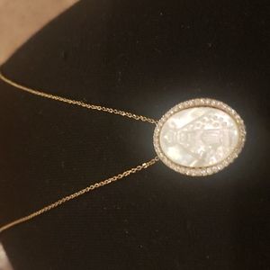 Italy 925 Gold Plated Sterling Silver Pearl Blessed Mother Virgin necklace